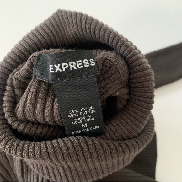 Express Brown Ribbed Turtle Neck - Picture 3 of 4